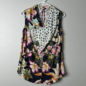 Soft Surroundings Womens Tank Blouse Mixed Media Print XS Viscose Floral